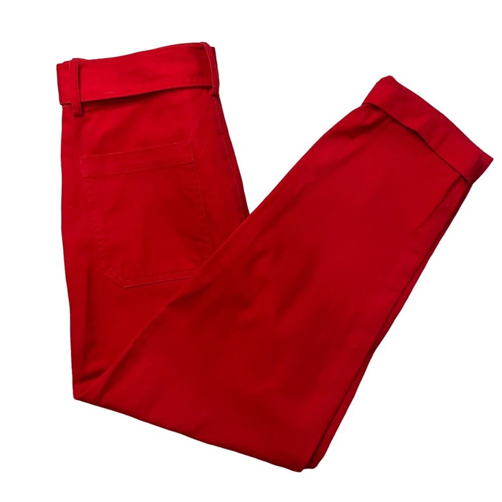 Forever 21 Red Straight Leg Pants High waist with cuff Size M